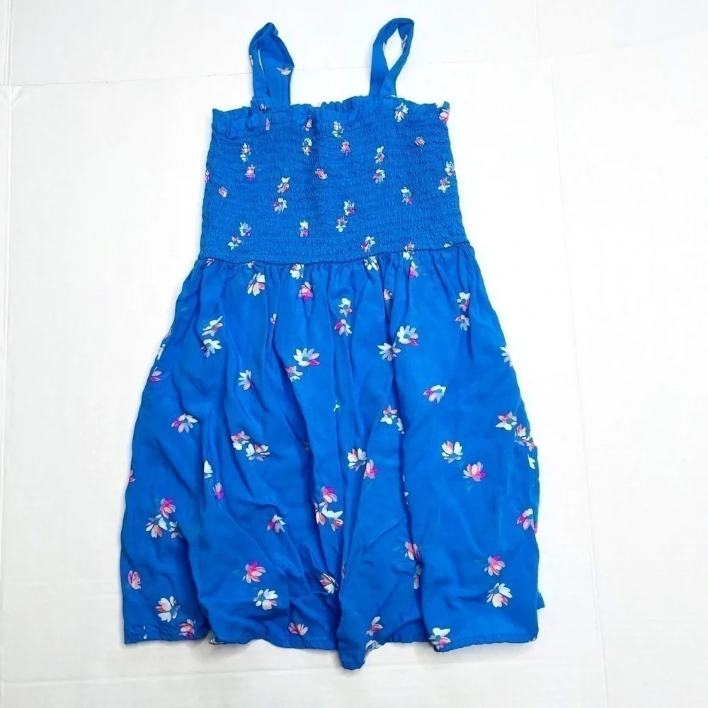 OSHKOSH B’gosh Toddler Girl’s Blue Floral Print Smocked Sleeveless Dress Size 5T